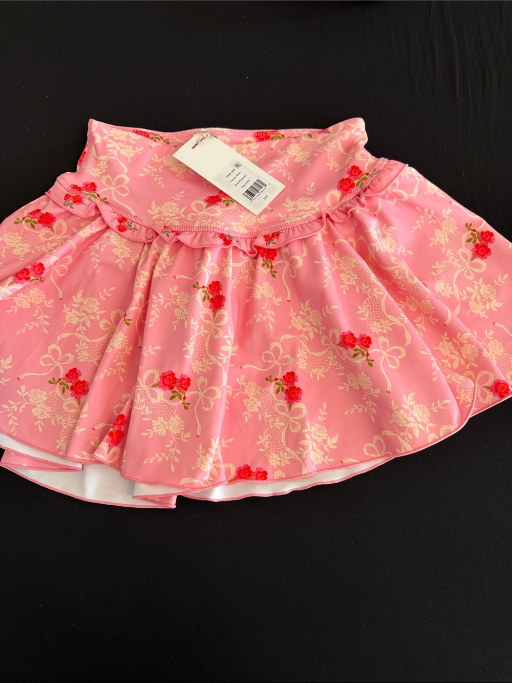 LoveShackFancy Girls Pink Floral Ruffle Skirt